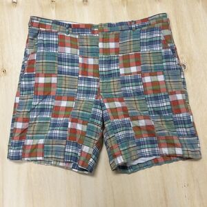 Vintage Majer Chino Shorts Mens 40 Patchwork Madras Plaid Preppy 8 Inseam USA